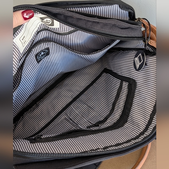 PKG | Black XPKG Travel Laptop Bag, Tan Faux Leather Handles - Picture 8 of 16